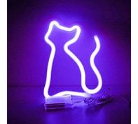 Neon Night Light, LED Neon Signs Night Light Cat Neon Lights Neon Lights for Kids Bedroom Battery USB Operated (Purple)