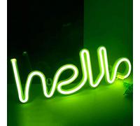 Neon Night Light, LED Neon Signs Night Light Hello Neon Lights for Kids Bedroom Battery USB Operated (Green)
