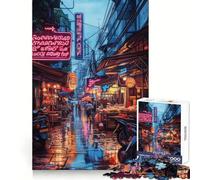 Neon Night Market 1000 Piece Jigsaw Puzzle for Teenagers Logic Sense Toy Quiet Hobby Smooth Edge Unique Gift (38x26cm)
