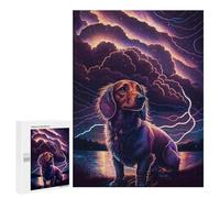 Neon Night Sky Dog Art Print: Gift for Winter Evenings, 500 PCS Decorative Jigsaw for Grown-Ups, with A Decorative Finished Picture