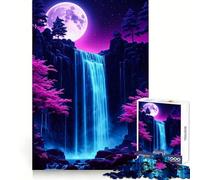 Neon Night Waterfall Art 1000 Piece Jigsaw Puzzles for Adults Logic Boost Toy Family Bond Premium Edge Warm Surprise (50x75cm)