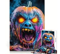 Neon Nightmare Halloween Pumpkin 1000 Piece Jigsaw Puzzles for Adults Logic Boost Toy Family Bond Premium Edge Warm Surprise (38x52cm)