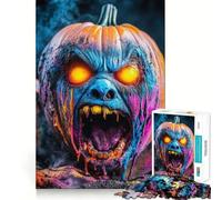 Neon Nightmare Halloween Pumpkin 1000 Piece Jigsaw Puzzles for Adults Logic Boost Toy Family Bond Premium Edge Warm Surprise (38x52cm)