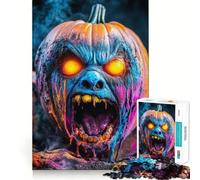 Neon Nightmare Halloween Pumpkin Jigsaw Puzzles 1000 Pieces for Adults Strong Logic Toy Stress Free Clear Edge Thoughtful Gift (50x75cm)