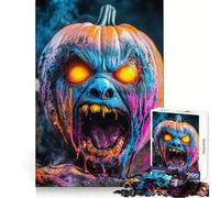 Neon Nightmare Halloween Pumpkin Jigsaw Puzzles 1000 Pieces for Adults Strong Logic Toy Stress Free Clear Edge Thoughtful Gift (50x75cm)