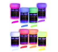 neon nights 2-IN-1 Glow In The Dark Acrylic Paint Set Glows in the Dark & under UV Blacklight - Set of 8 Self-Luminous Neon Paints for Halloween - German Premium Quality - 8 x 20 ml /