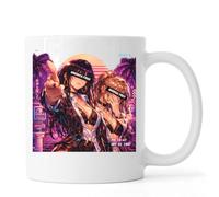 Neon Nighttime Urban Vibes Ceramic Tea Coffee Mug White