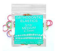 Neon Non-Latex 100 counts Intraoral Elastic Bands Orthodontic Elastics Dental Rubber Bands Made in US Medium 3/16'', Neon