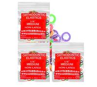 Neon non-Latex 3 Packs 300 counts 1/8inch/ 1/4inch 5/16inch 3/16inch/ heavy/ medium/ light Intraoral Elastic Bands Orthodontic Elastics Dental Rubber Bands Made in US (Medium [4.5oz], 1/4inch, 6.4mm)