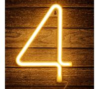 Neon Number Light, Light up Numbers 4, 22cm LED Number Light for Birthday Party Anniversary Christmas Wedding