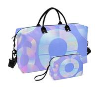 Neon Ocean Blu Ray Circle Purple Personal Item Travel Bag Gym Bag with Adjustable Strap for Airplane Traveling Large Capacity