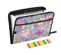 Neon Ocean Wildflower Khaki File Folder 13 Pockets A4 Letter Size with Zipper Closure for Paperwork Wide File Folders para guardar documentos