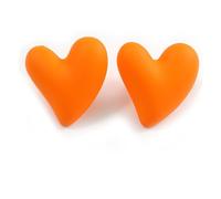 Neon Orange Acrylic Heart Stud Earrings (one-sided design) - 25mm Tall
