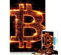 Neon Orange Bitcoin Logo 1000 Piece Jigsaw Puzzles for Adults Teenagers Mind Game Toy Together Fun Neat Cut Amazing Present (38x26cm)