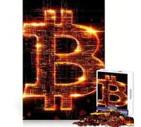 Neon Orange Bitcoin Logo Adult Jigsaw Puzzles 1000 Pieces Sharp Logic Toy Stress Release Tight Cut Art Collectible (50x75cm)