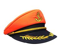 Neon Orange Captain Sailor Hat Fancy Dress Costume Boat Cap Unisex Navy