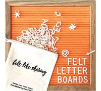 Neon Orange Felt Letter Board 10x10 inches. Changeable Letter Boards Include 300 White Plastic Letters & Oak Frame.