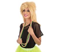 Neon Orange, Green, Pink, & Yellow Beaded Necklace - Eye-Catching Fashion Accessory, Perfect for Parties, Raves, Festivals, 1980s Themed Events, & More Halloween Halloween