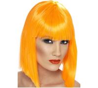 Neon Orange Short Blunt Bobbed Glam Wig