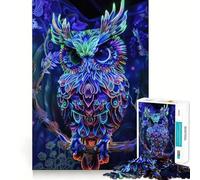 Neon Owl Art 1000 Pieces Puzzles for Adults Mind Exercise Toy Peaceful Time Design Assembly Creative Gift (38x52cm)