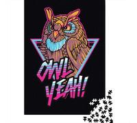 Neon Owl Art Print 1000-Piece Puzzle for Adults, 70x50cm/1000pcs; White Pieces with A Smooth Surface; Shared Family Time Around The Table