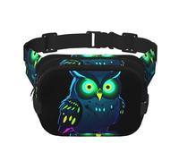 Neon Owl Nightvision Printed multifunctional waist bag, unisex trendy messenger bag, travel sports storage bag