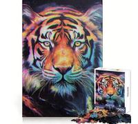 Neon Paint Tiger Jigsaw Puzzles 1000 Piece for Adults Memory Boost Indoor Fun Pattern Assembly (38x26cm)