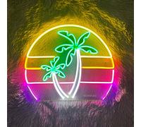 Neon Palm Tree Neon Palm tree Sign (13x11'') Neon Light Palm Tree lights Palm tree lamp Palm Summer decorations for bedroom Neon Sign for desk Neon Lamps Palm Party Decor Wall Palm tree Room Decor