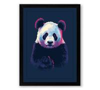 Neon Panda Gaze Modern Framed Wall Art Print A3 (42×29.7cm) Black, Wall Decor for Living Room, Bedroom, Office & Home, Ready to Hang, Art Gift
