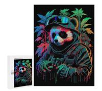 Neon Panda Soldier Artwork, 500 PCS Wooden Brain Teaser for Adults, Winter Activity Gift, for Mindful Indoor Entertainment