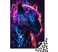 Neon Panther Blue Pink, Jigsaw for Adults, 1000 Pieces, 38x26cm/1000pcs | For free time at home, this adult jigsaw puzzle with 1000 pieces is suited to quiet evenings and weekend relaxation.
