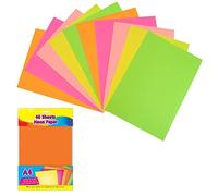 Neon Paper A4 Size Drawing Art and Craft Projects Party Decorations Printer Copy Paper 40 Fluorescent Sheets