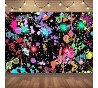 Neon party backdrop fabric from the 1980s and 1990s colorful paint splash graffiti design multifunctional polyester 200x140CM