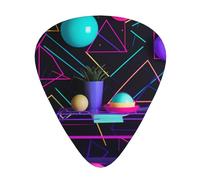 Neon Party Geometric Printed Guitar Picks 12-Piece Set - Comfortable, Versatile Plectrum for All Guitar Styles & Players