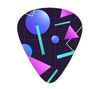 Neon Party Geometric Printed Triangle Guitar Picks 12 Pcs Novelty Guitar Plectrums for Bass, Electric, Acoustic Guitar