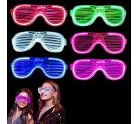 Neon Party Glasses - 6 Pack LED Light Up Flashing Glow Sunglasses, Luminous Shutter Rave Glasses for Kids Adults 80s 90s Discos Concert Halloween New Years Eve Xmas Party Bag Filles