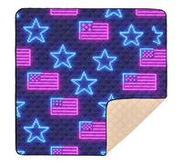 Neon Pattern Arcade Patriotic Soft Padded Baby Play Mat for Floor Washable Kicking Mat for Babies Infants Toddlers, 50'' x 50''