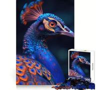 Neon Peacock 1000 Pieces Jigsaw Puzzles for Adults Brain Workout Toy Stress Free Art Assembly Festival Gift (38x52cm)