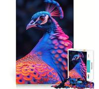 Neon Peacock 1000 Pieces Puzzles for Adults Mind Exercise Toy Peaceful Time Design Assembly Creative Gift (38x52cm)