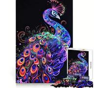 Neon Peacock Art Jigsaw Puzzle for Adults 1000 Pieces Mind Play Relaxing Fun Clean Edge Art Collection Piece (38x26cm)