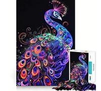 Neon Peacock Art Jigsaw Puzzle for Teenagers 1000 Pieces Solid Logic Toy Relaxing Fun Precision Cut Heartfelt Gift (50x75cm)