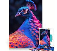 Neon Peacock Jigsaw Puzzles 1000 Piece for Teenagers Thought Toy Stress Release Precise Edge Perfect Present (50x75cm)