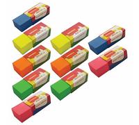 NEON Pencil Rubber Erasers, Multicolour, Pack of 10, Medium, Soft Classic Eraser, Cube Coloured Erasers for School Home Office Use, iZOFAX Black Ball Pen