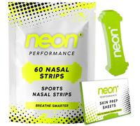 Neon Performance Nasal Strips (60 Count) - Green Nose Strips for Breathing & Snoring Relief - Opens Nasal Passages to Improve Airflow for Exercise & Sleep - Sweat & Oil Resistant for Athletes (Green)