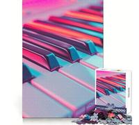 Neon Piano Keys 1000 Piece Jigsaws for Teenagers Brain Workout Toy Easy Leisure Image Assembly Stylish Gift (50x75cm)