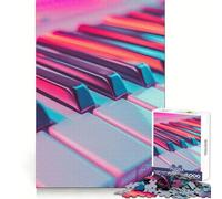 Neon Piano Keys Jigsaw Puzzles for Teenagers 1000 Piece Logic Train Toy Cozy Relax Smooth Cut Festival Gift (38x26cm)