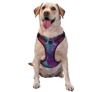Neon Pink And Teal Fur Fusion No Pull Dog Harness Adjustable Reflective Oxford Easy Control Medium Large Dog Harness