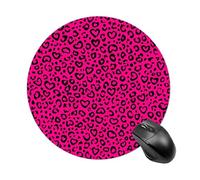 Neon Pink Leopard Print Mousepad Round Computer Mousepad Waterproof Gaming Mousepads with Non-Slip Rubber Base Mousepads Mousemat for Laptop Office 20 CM