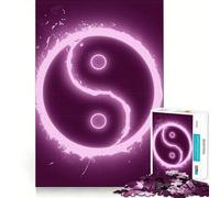 Neon Pink Yin Yang Symbol Teenagers Puzzles 1000 Piece Jigsaws Smart Game Calming Play Pattern Assembly Lovely Present (38x52cm)