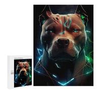 Neon Pitbull Portrait Jigsaw Puzzle for Adults, 500 PCS - Gift for Winter Evenings - to Assemble, Frame And Display
